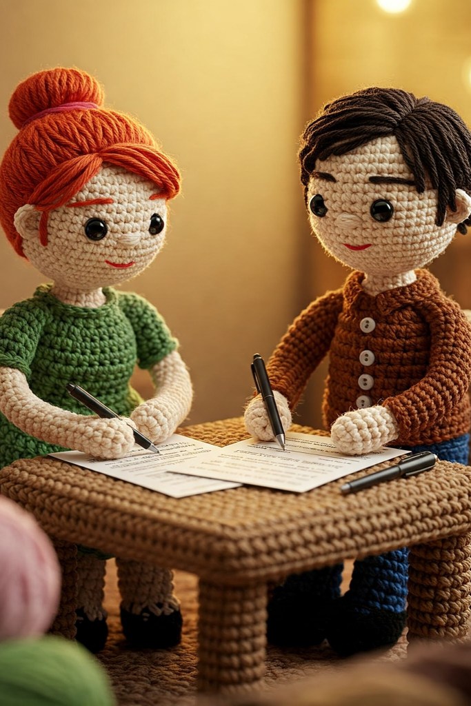 Two signers preparing paperwork for notarization