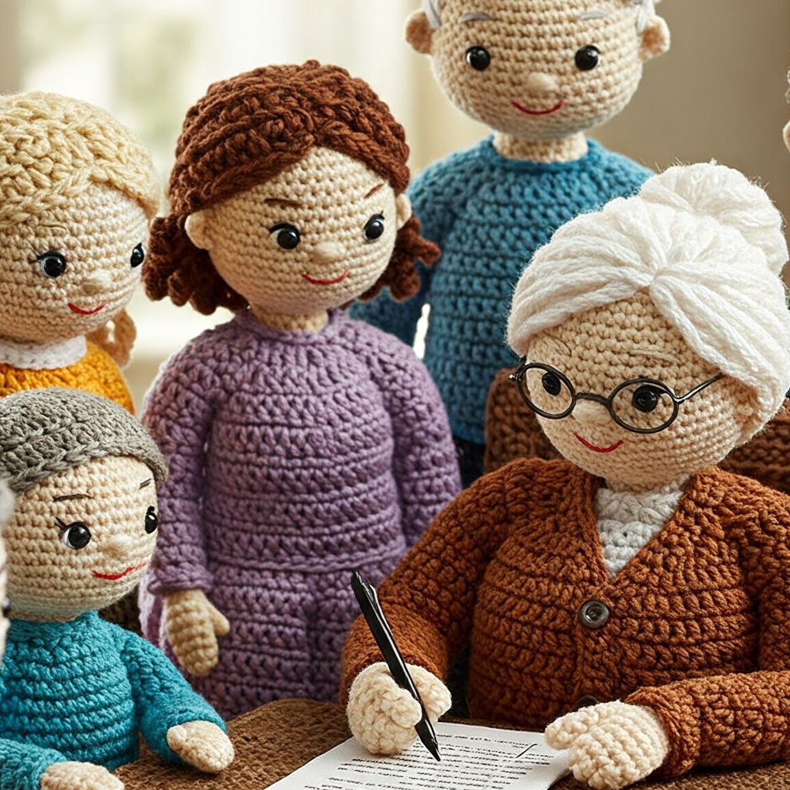 Family gathering around to sign estate and trust paperwork