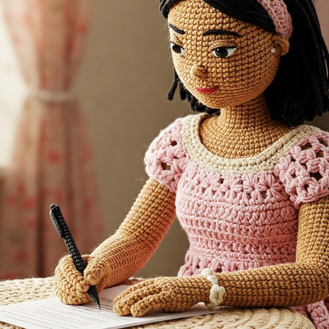 Young woman signing paperwork for general notary work