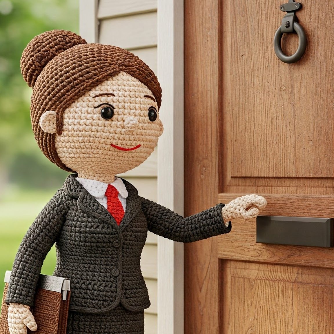 Notary knocking on someone's door for a mobile notarization service